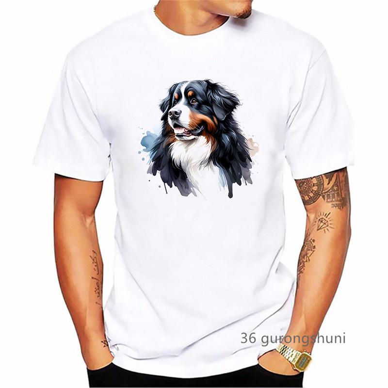 Bernese Mountain Dog Animal Printed T Shirt MenS Clothing Funny White Tshirt Homme Summer Fashion TShirt