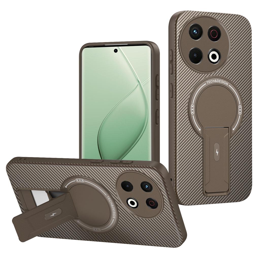 For TECNO Spark 30 Pro 4G Case Carbon Fiber Texture PC + TPU Phone Cover with Kickstand