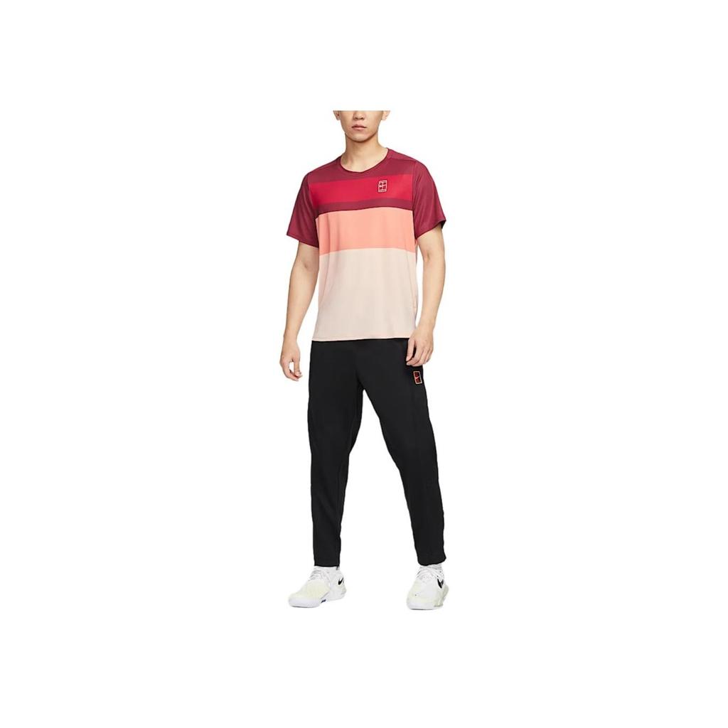 Nike Court Advantage Dri-Fit FW24 Logo Quick-Dry Breathable Color-Block Tennis T-Shirt Men Tops Team-Red Washed-Coral White FZ9846-677