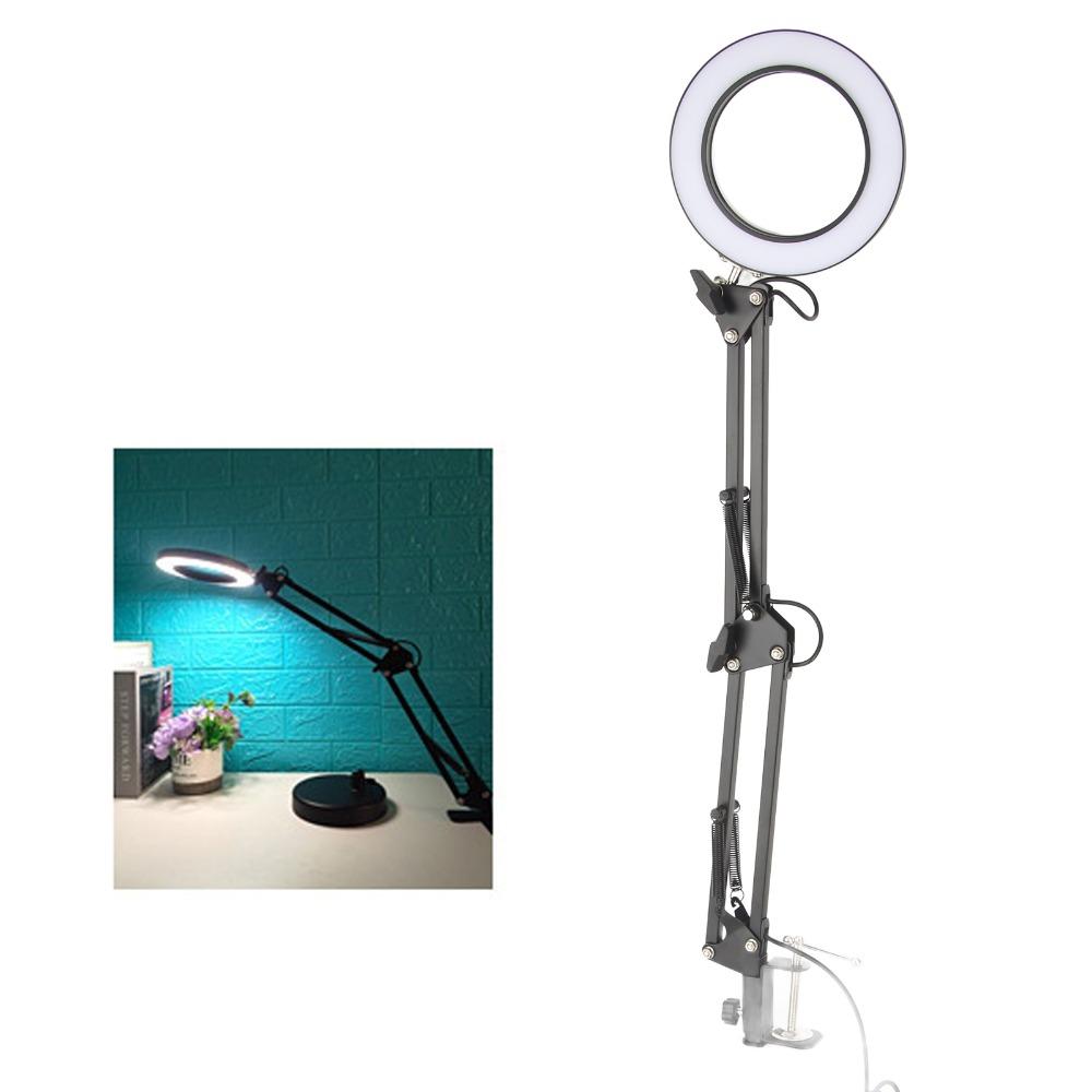 3 Colors 10X Magnifier Adjustable Desk Lamp With Clamp Magnifying Lamp Precision Work