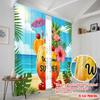 2pcs 2D Flat Printing Party Curtains Welcome Summer Tropical Drink Polyester Without Electricity Festive Holiday Use for Home