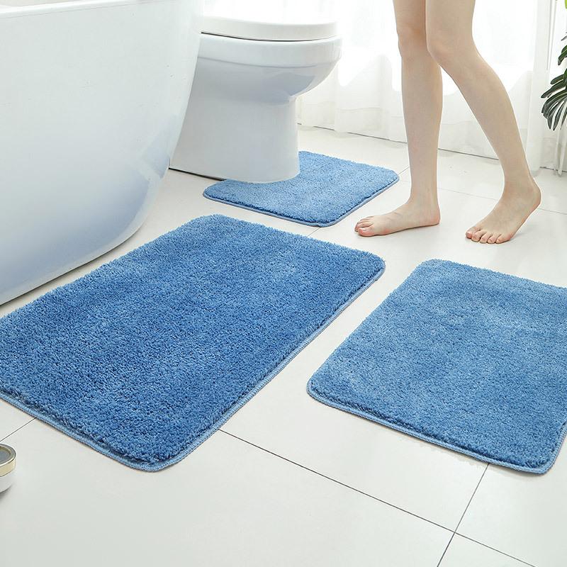 Non-Slip Feet At The Door Of The Bathroom, Toilet U-Shaped Set, Bathroom Absorbent Floor Mat, Household Thickened Plush Dirt-Resistant Carpet