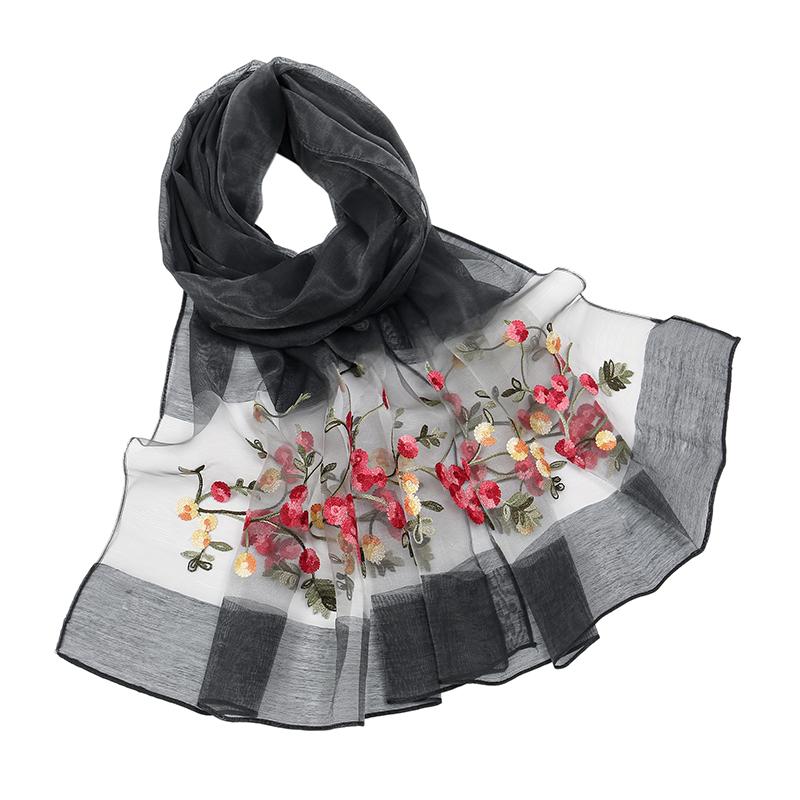 Luxury Shiny Lace Scarf Silk Women Hijab Soft Wool Shawls and Wraps Large Flower Thin Scarves Foulard Female Bufanda  New
