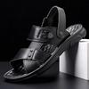 Sandals men's 2025 new first-layer cowhide men's casual beach shoes genuine leather breathable slippers thick-soled large-size shoes