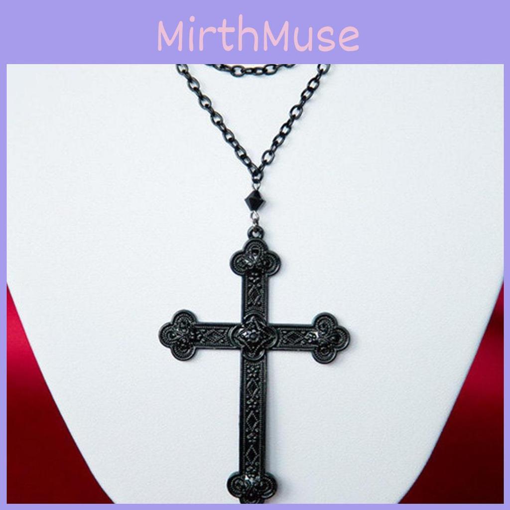 Gothic Black Cross Necklace For Men And Women With Alloy Pendant And Multilayer Design