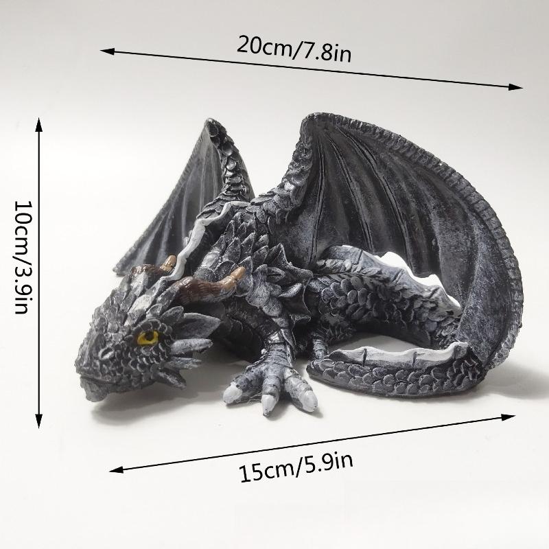 

Готическая садовая статуя дракона - Большая уличная полимерная скульптура сидящего/ожидающего дракона, Мистический декор для газона для сада в стиле фэнтези