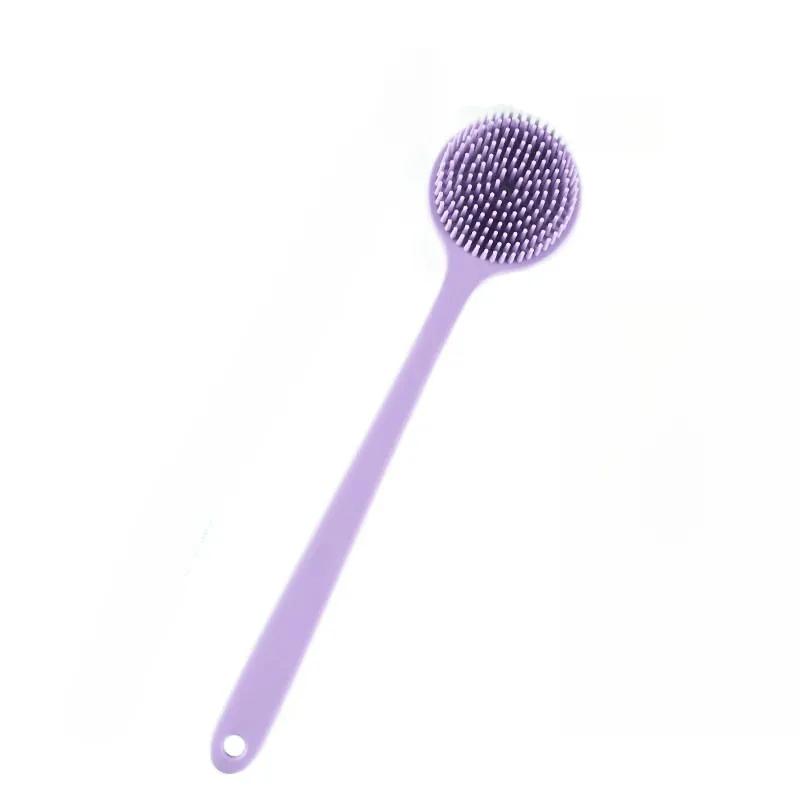1PC Silicone Bath Brush Long Handle Double-Sided Extended Bathing Scrubbing Massage Brush Back Scrubber for Men and Women