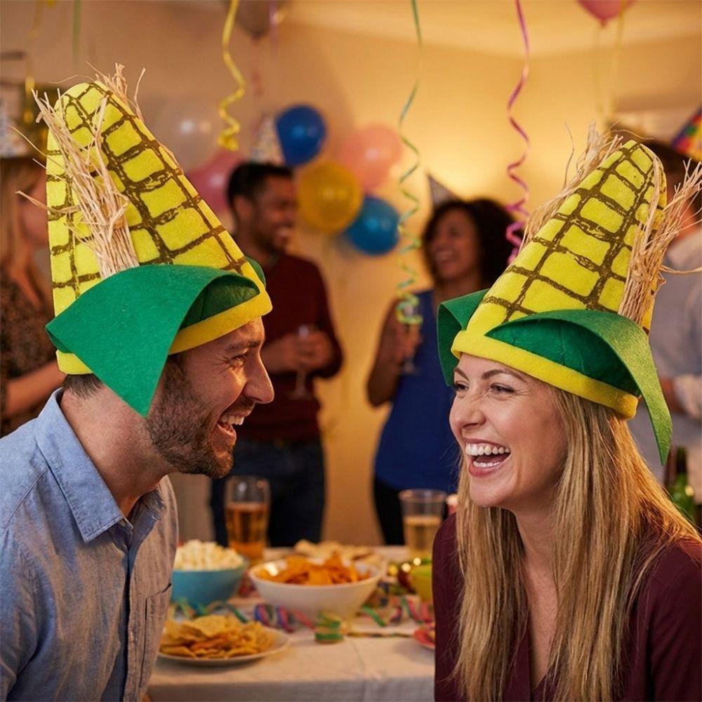 Comfortable Elastic Fit Corn Shaped Funny Party Hat Soft Felt Quirky Cosplay Cap  Cosplay Event