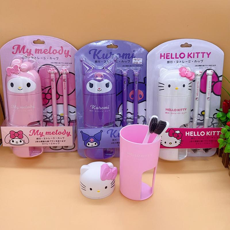 

Portable Cartoon Creative Sanrio Toothbrush With Mouthwash Cup Storage Box Set