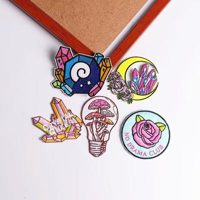 5 Pcs/pack  Fusible Embroidery Patch Iron On Patches For Clothing Thermoadhesive Patches For Jackets Jeans Backpack Ironable Sewing Patch