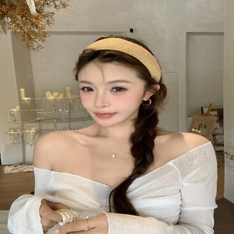 Beach Straw Weaving Cross Knotted Headband Women's Handmade Weaving Hair Band Bohemian Wide-brimmed Hair Hoop Hair Accessories