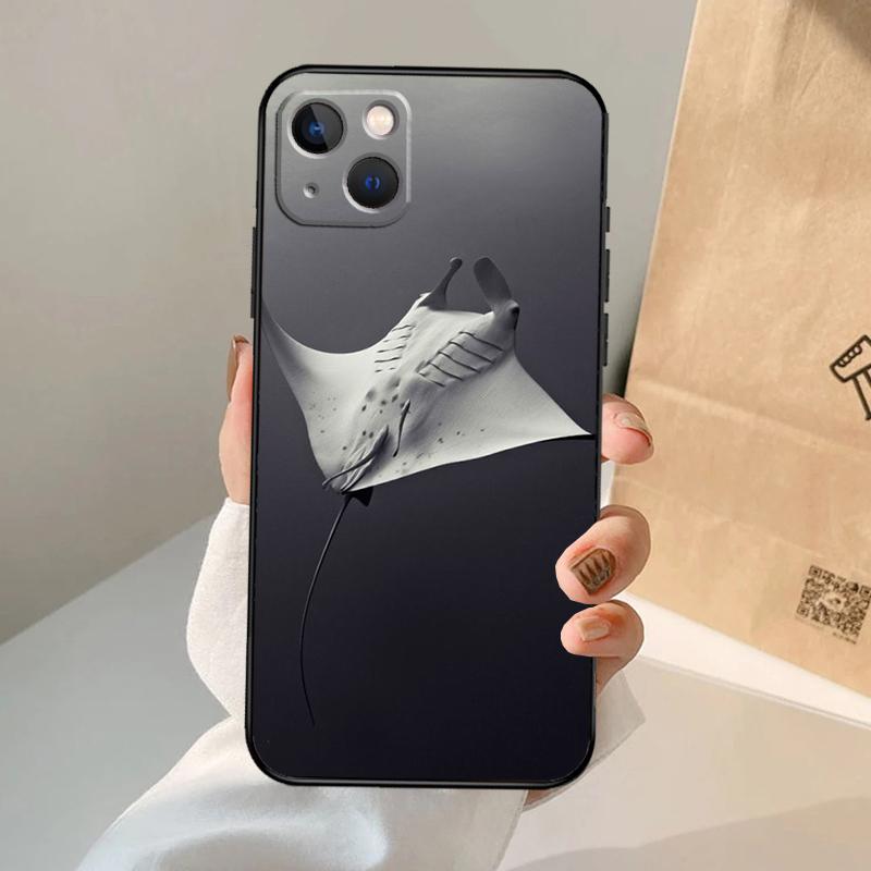 Animal Manta Ray Phone Case For iPhone 17 Air 16 14 13 12 11 15 Pro Max 13 12 Mini 15 16 Plus 16e Cover Coque