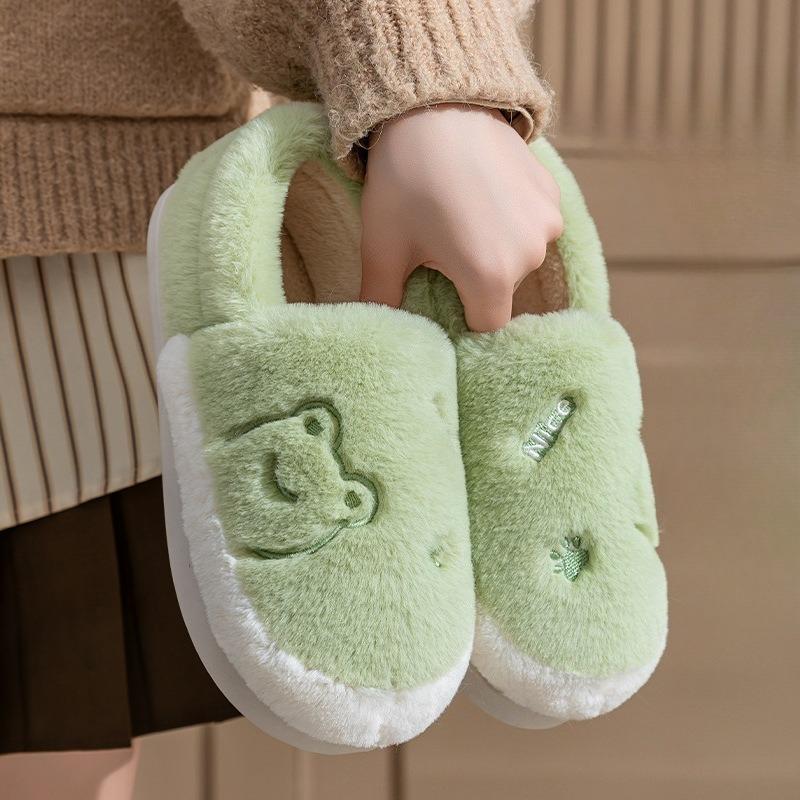 Padded Home Cotton Slippers for Women, Warm Thick-soled Fleece Shoes