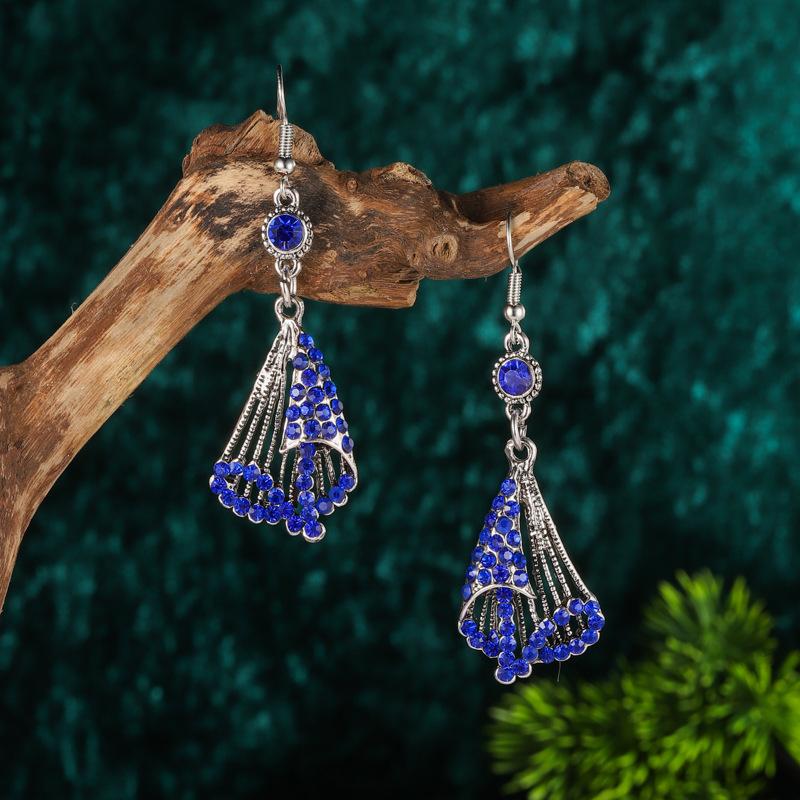 New Bohemian Multicolor Rhinestone Crystal Earrings Gypsy Ethnic Long Hollow Geomtric Dangle Earrings Bijoux Femme Boheme Gift