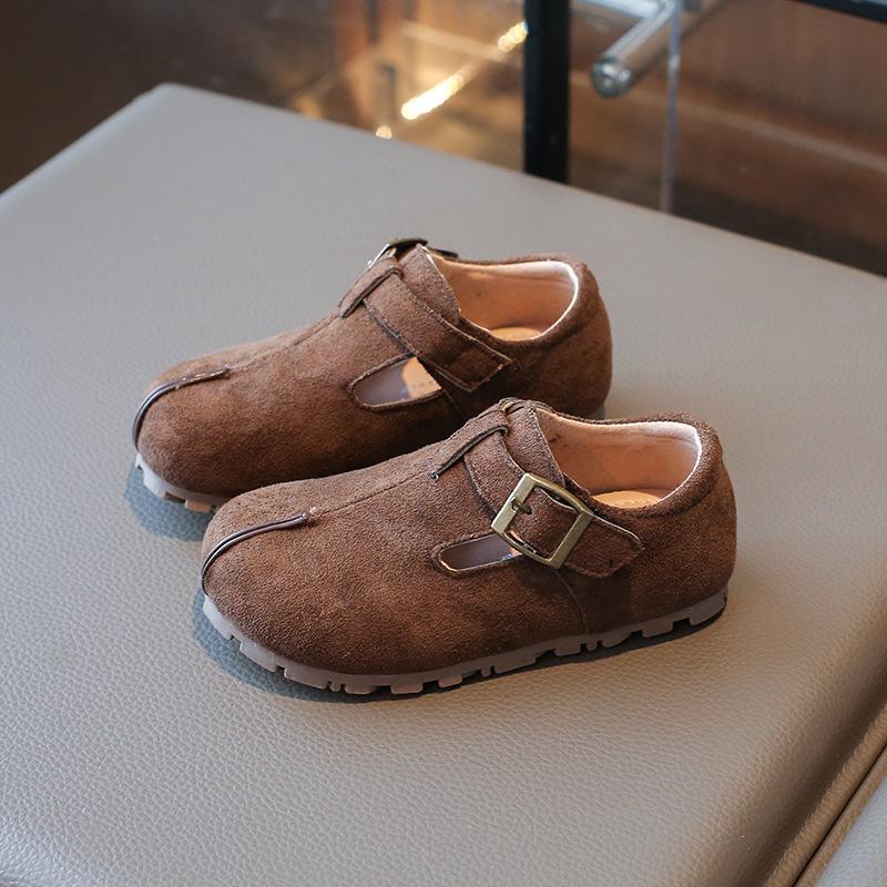 Kids Korean Vintage Soft Sole Split Toe Casual Flat Loafer Shoes For Boys Girls 22