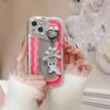 Flocking Animal Cartoon Keychain 3D Cat Shape Key Chain Fashionable Bowknot Pendant Phone Decorations for Women and Girl