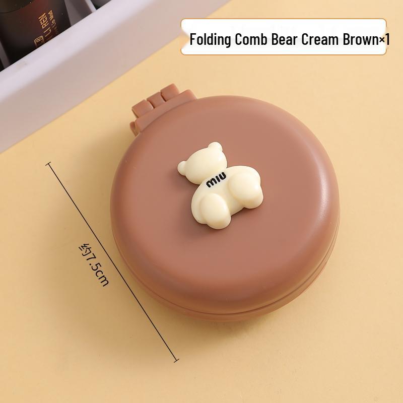 Portable Bear Mini Cushion Comb & Mirror for Girls - Foldable & Cute Default