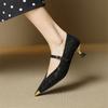 Fashion New Summer Split Leather Women Pumps Shoes for Women Fashion Leopard Print Metal Pointed Toe Mary Jane Shoes Women Ladies Shoes