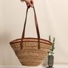 Large Capacity Straw Woven Shoulder Bag for Women Summer Beach Vacati Versatile Tote Bag City Simple Style Polyester Lining