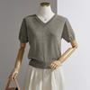 Customable Linen Daily V Neck Short sleeVe Knit T2505kn037b