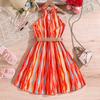 Girls Fashion Crew Neck Sleeveless Dress Summer Children's Sweet Dress