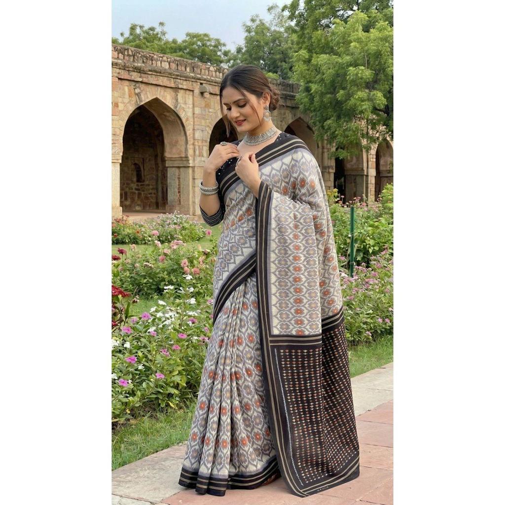 New Launch Beautiful Bagru Printed Mulmul Cotton Saree