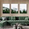 Green Forest Poster Snow Mountain Picture Art Nature Landscape Wall Painting Nordic Style Canvas Print Artwork Home Decoration