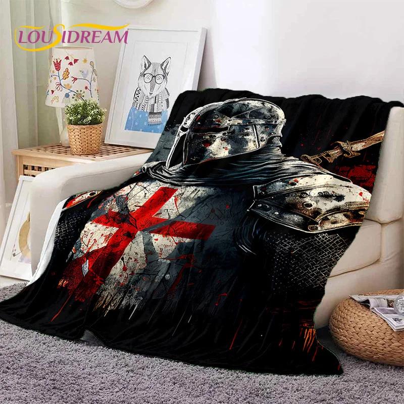 Knight Templar Cavalier Crusaders Cartoon Soft Flannel Blankets,Throw Blanket Comfortable Blanket for Picnic Beds Home Bedroom
