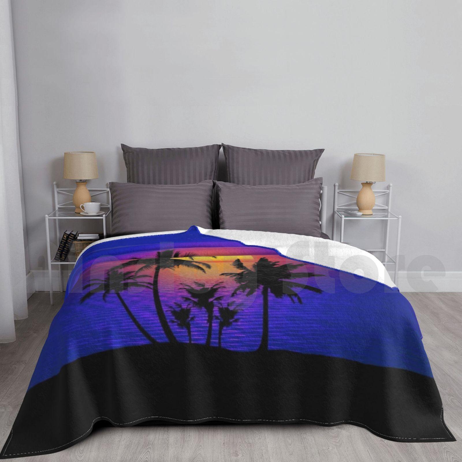Blanket Tropical Sunset Palm Trees 1896 Gravityx9 Palm Tree Sunset Tropical Tropics Tropical Size: 75*100cm, Weight: 230 GSM