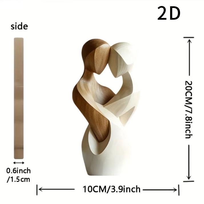 

2D Flat Printing Desktop Decoration Wooden Statue Of Two People Embracing Each Other Home Decoration Ornaments Wedding Gifts (As shown-15575)-