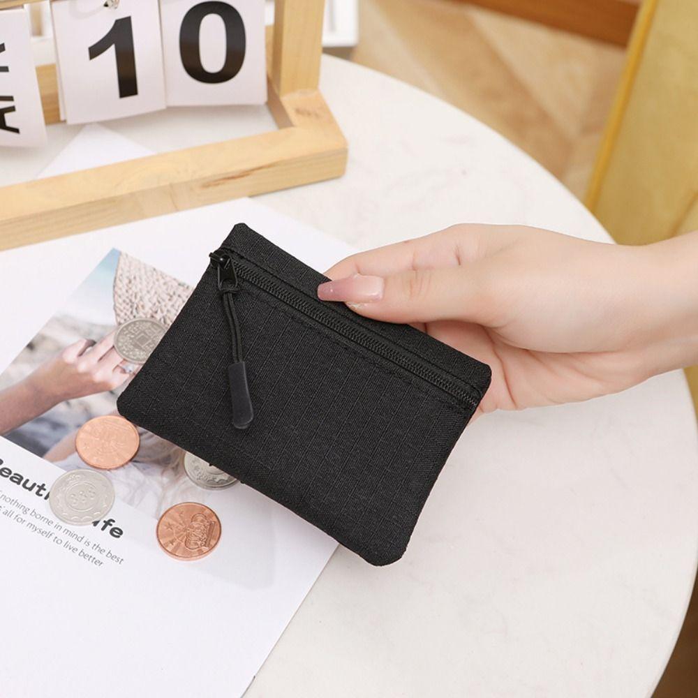 Solid Color Kid Storage Pouch Money Pocket Mini Coin Purse Unisex Zipper Canvas Coin Key Bag