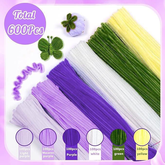 600pcs Mixed Color Thick Pipe Cleaners for DIY Crafts - Children's Educational Toy for Flower Bouquets, Chenille Stems/Strips.