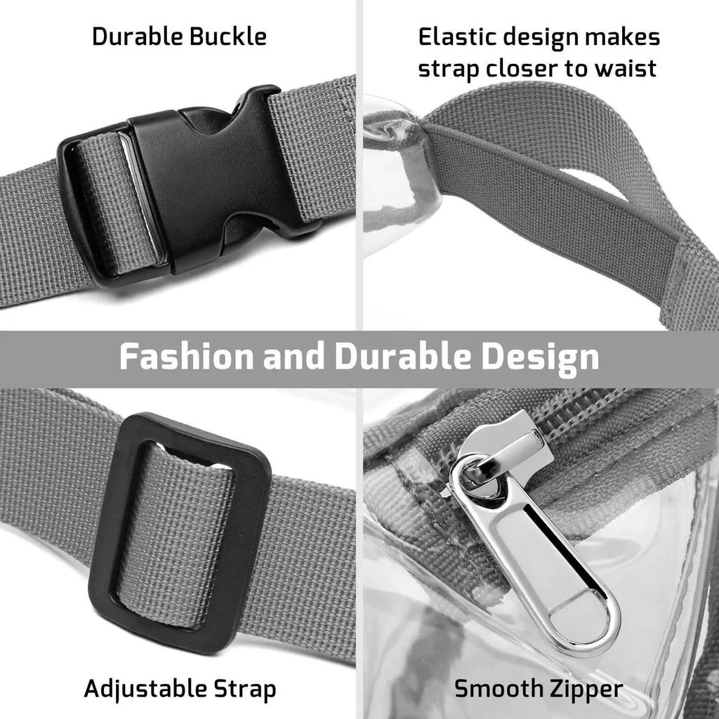 Waterproof PVC Transparent Crossbody Sports Waist Bag for Outdoor Fitness and Travel