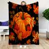 Cozy Pumpkin & Maple Leaf Flannel Throw Blanket - Perfect for Halloween & Thanksgiving, Versatile for Couch, Bed, Office