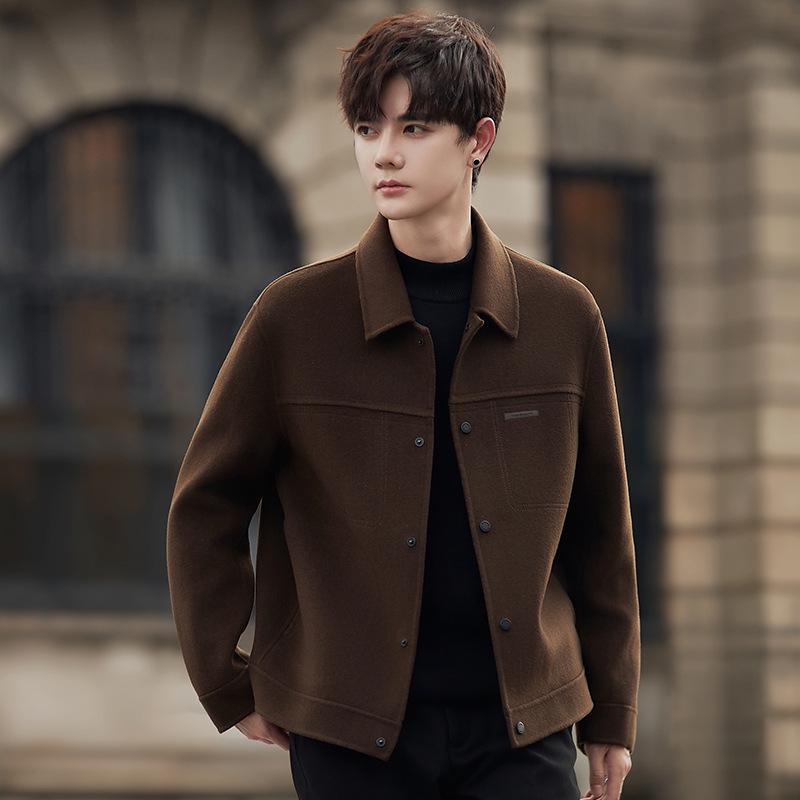 Men's Trendy High-End Cashmere Wool Double-Sided Jacket for Spring, Autumn, and Winter