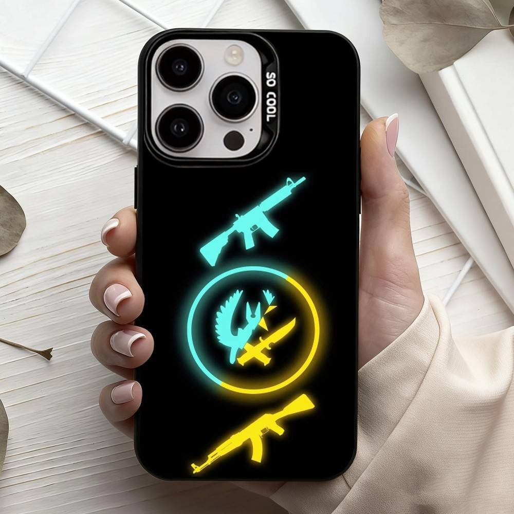 G-Game CS2 C-Counter S-S-Strikes   Phone Case For iPhone17,16,15,14,13,12,11 Plus,Pro Max Black Candy Silver Plated Cover