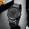 Hannah Martin Watch Chronograph Quartz Stainless Steel Waterproof Business Stylish Simple Popular Present Black Men's