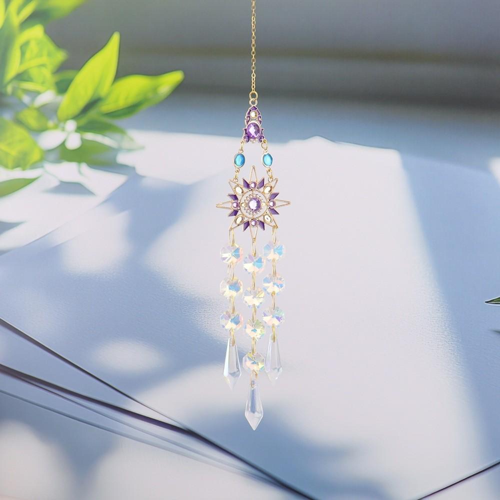 Decorative Agate Hanging Pendant With Colorful Diamonds Sun Butterfly Moon Star For Gift Giving And Holiday Decor