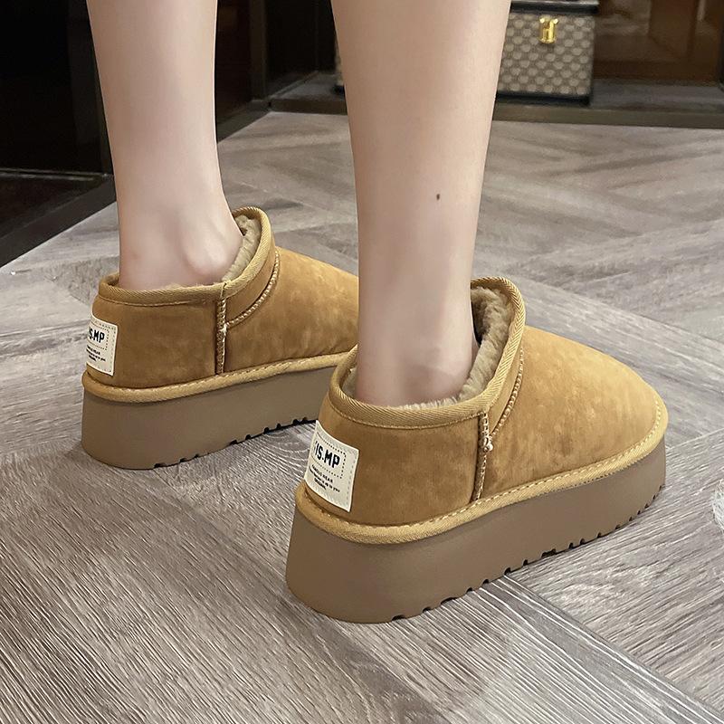 

Muffin platform snow boots women s 2025 winter new fur integrated short cotton shoes warm velvet bread shoes 40 коричневый