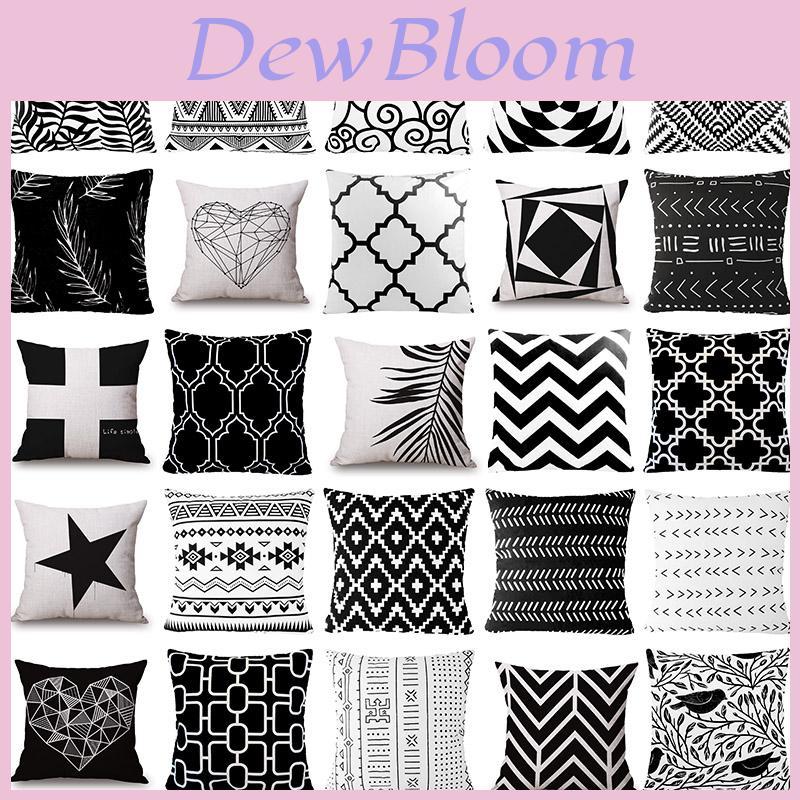 Elegant Black And White Geometric Cushion Cover For Stylish Home Sofa Decor