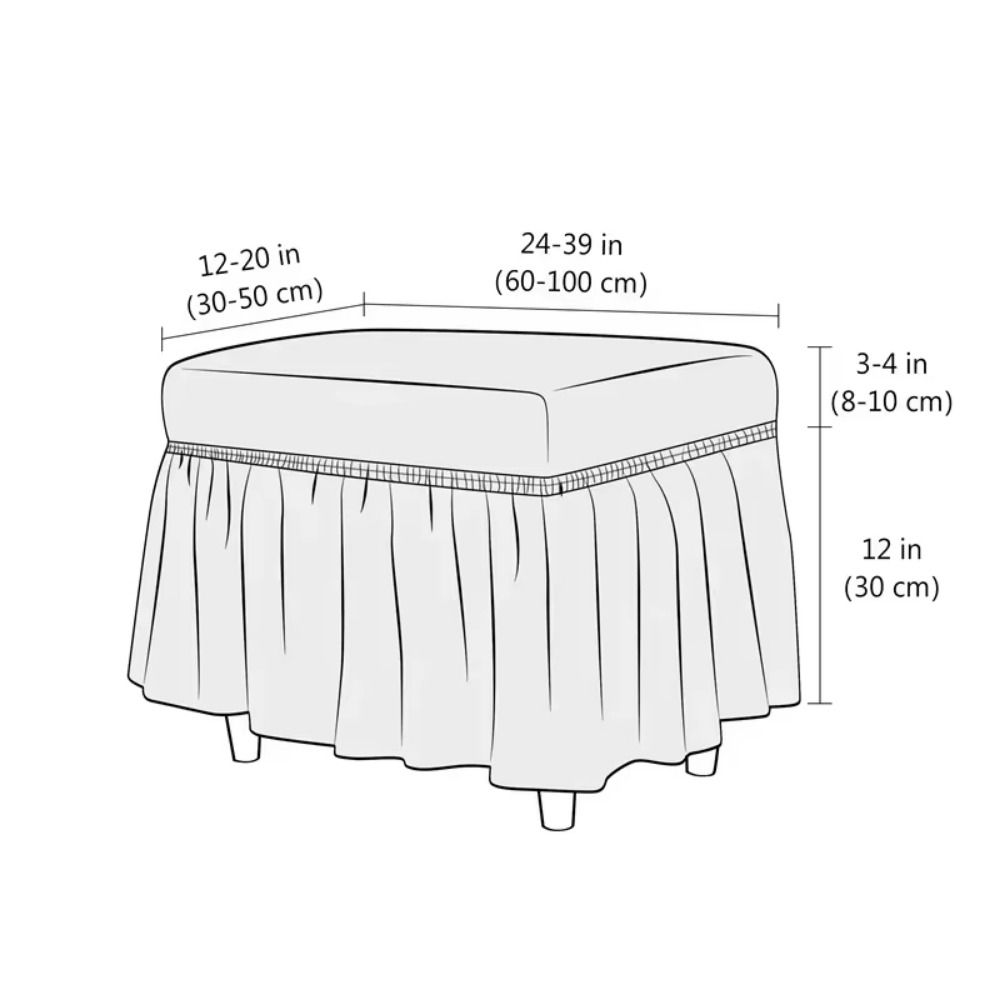 Universal Stool Cover Seersucker Footrest Slipcover Easy Install Ottoman Protector  Dining Room