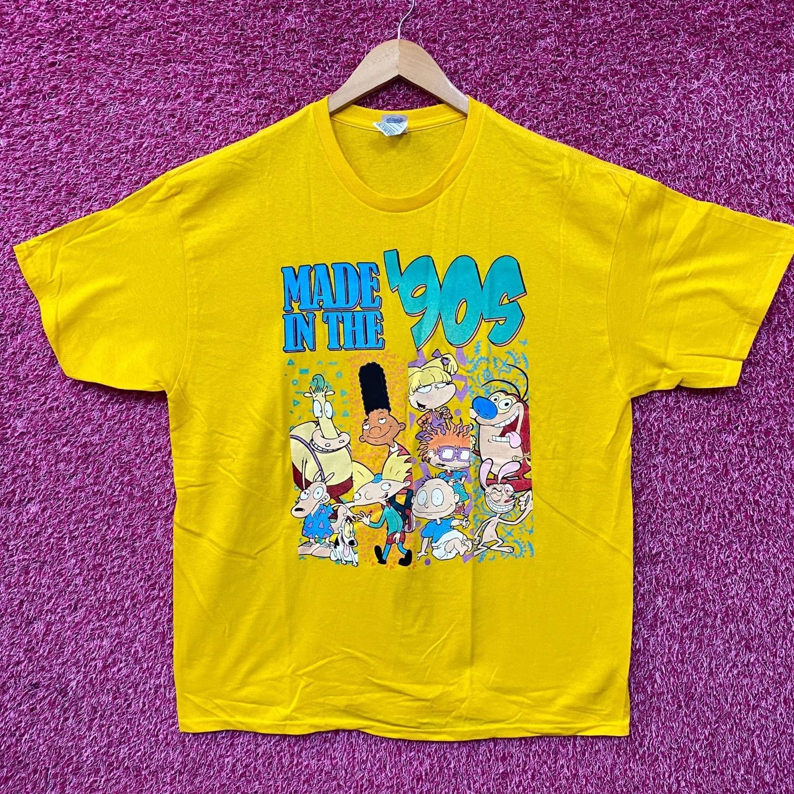Nickelodeon Made In The 90s Hey Arnold Rugrats Ren Stimpy Rocko 100% Cotton T-shirt Mens Tees Top 2XL