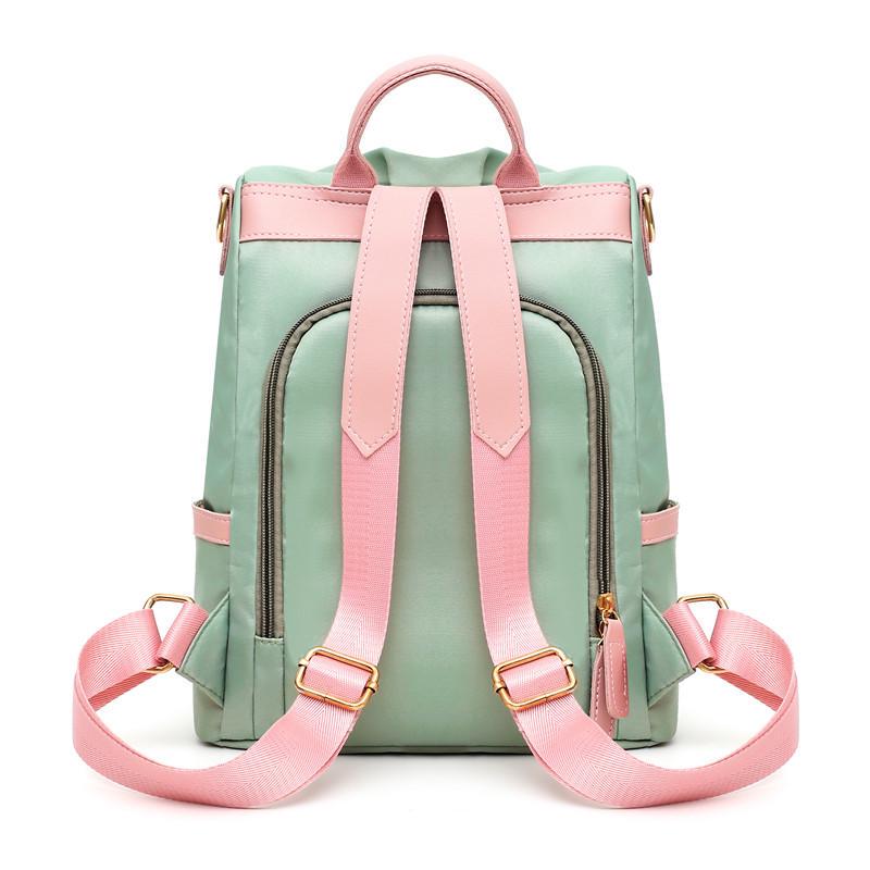 Yogodlns Dámské Dívčí Patchwork Kontrastní barva Nylonový batoh Cestovní taška Školní taška Taška přes rameno Ruksak Bookbag Novinka