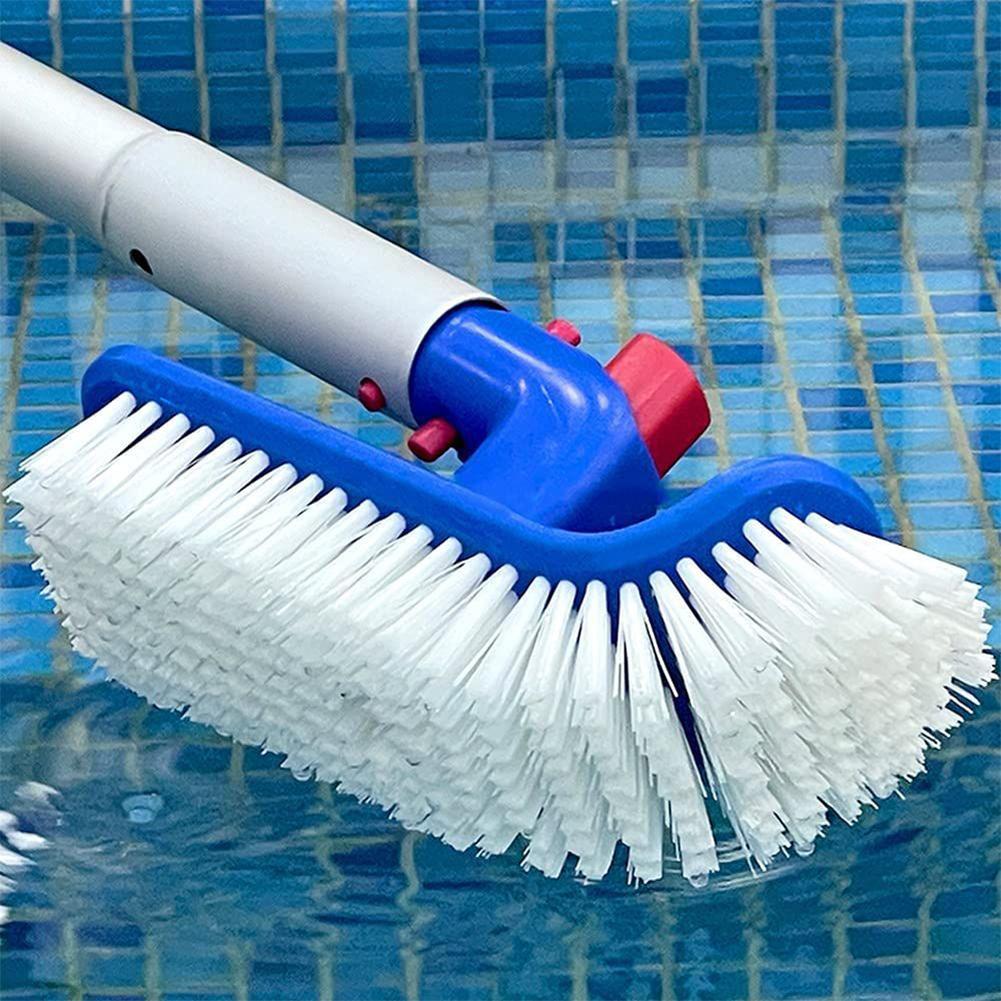Pool Brush Pool Corner and Stair Brush Curved End 180 Degree Rotating Pool Cleaning Brush for Inground & Above Ground Pool