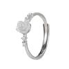 Korean 925 Sterling Silver Vintage Cinnabar Crystal Rose Flower Finger Rings For Women Money 925 Wedding Party Jewelry Gift