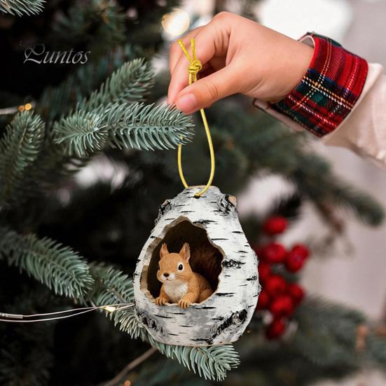Festive Atmosphere Decorations Forest Animal Ornament, 2D Flat Woodland Acrylic Christmas Home Party Hanging Supplies Decoration for Tree, Holiday