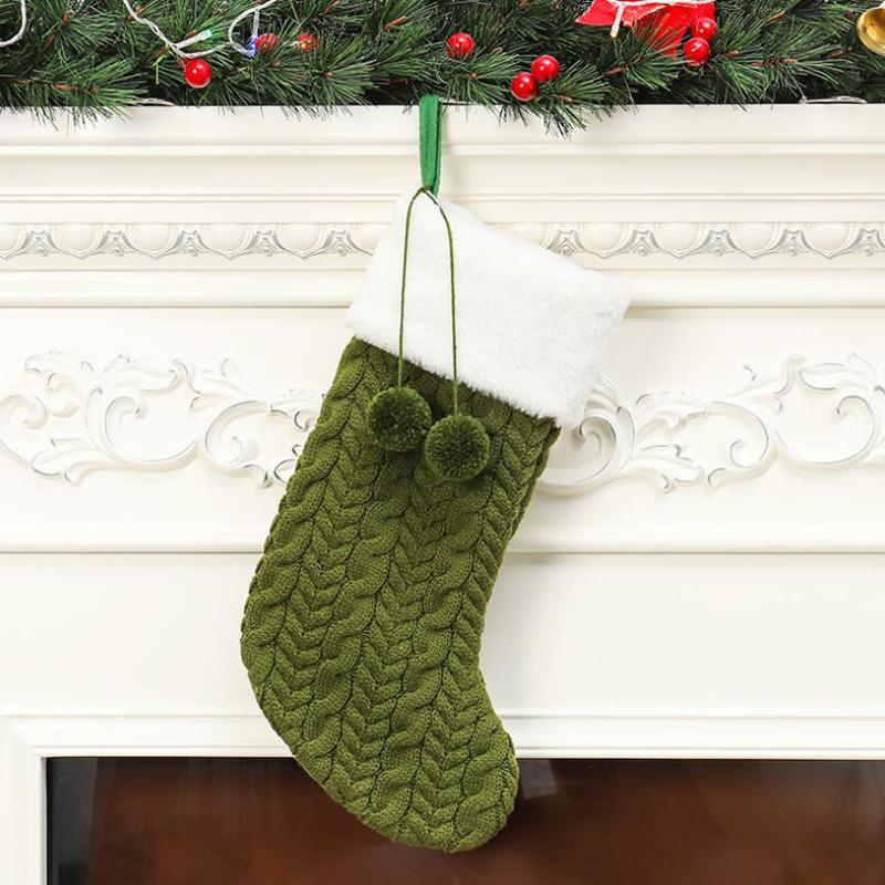 Christmas Knit Santa Elk Socks Stockings Gift Xmas Lovely Gift Bag For Children Fireplace Tree Christmas Hanging PartyDecoration