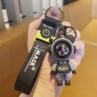 Exquisite Cartoon Lightning Bear Keychain Pair for Schoolbags and Cars