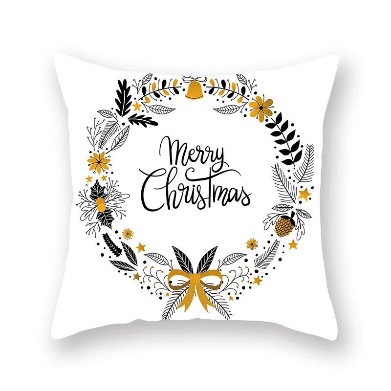 Cushion Golden Christmas Pillowcase Car Sofa Bed  Decorative Sofa Cushion Covers Navidad  Cover