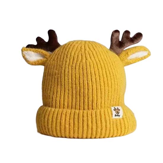 

Детская шапка с рогами северного оленя Мягкая теплая вязаная зимняя шапка Идеальная посадка Эластичный дизайн Праздничная рождественская шапочка для малышей жёлтый